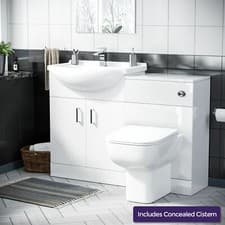 Image of 650 mm Cloakroom Basin Vanity Sink Unit & Back To Wall Toilet Suite | Debra