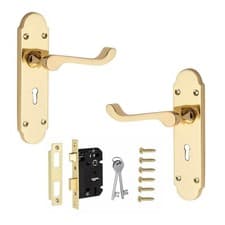 Image of Victorian Scroll Epsom Design Door Handle Polished Brass Finish (PARENT)