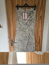 Image of BNWT Cider Leopard Print Ruched Drawstring Split Satin Maxi Skirt Size M