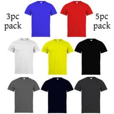 Image of Mens Heavy Blend Plain T-Shirt 100% Cotton High Quality Short Sleeve 3 Pk 5 Pack