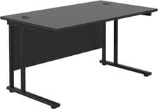 Image of Heavy Duty Cantilever Office Desk 1200x800mm, Black Frame, 80kg, Cable Ports