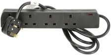Image of Mercury 430.836UK 4 Gang or Socket Extension Lead, 2.0m Black, 13A UK Plug
