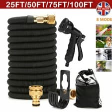 Image of Heavy Duty 25-100FT Expandable Garden Hose Pipe Flexible With Water Spray Gun