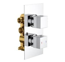 Image of Chrome Modern Square Concealed Two Outlet Thermostatic Shower Mixer Valve