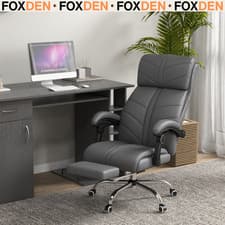 Image of Grey Executive Office Chair Faux Leather Adjustable Height Lumbar Support Chair