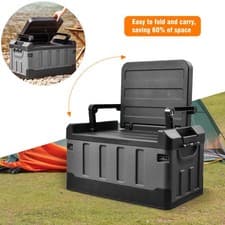Image of Heavy Duty 60L Collapsible Car Boot Storage Box Foldable Sit-on Organiser Black