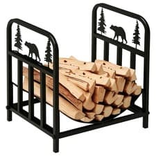 Image of Outsunny Firewood Log Rack Fireplace Log Holder w/ Handles Outdoor Indoor Black