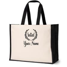 Image of Personalised Tote Bag Beach Wedding Birthday Bridal Name Monogram Shopper