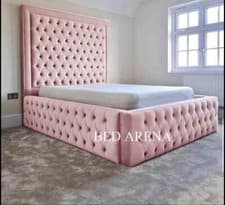 Image of Plush Velvet Super Cambridge Bed, Chesterfield Bed, Bed Frame In All Colours 