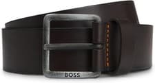 Image of Boss Mens Jeeko Leather Belt Dark Brown Size 85-32 (fits 30”) RRP £55 New