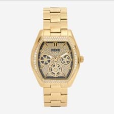 Image of Guess Gold Tone Stainless Steel Stature Watch