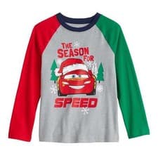 Image of Disney Pixar Cars Lightning McQueen Christmas Shirt Boy Kid 4 5 6 7 8 Holiday