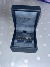 Image of Fred Bennett blue stripe cufflinks