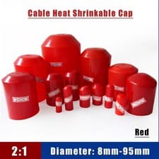 Image of 8-95mm Red Heat Shrink End Caps 2:1 Adhesive Glue Lined Cable Insulation Seal