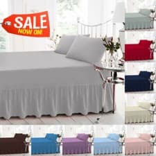 Image of Extra Deep Valance Fitted Sheet / pillow case Poly-Cotton Bed Sheet Double King