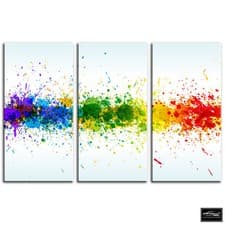 Image of Colourful Paint Splashes Abstract BOX FRAMED CANVAS ART Picture HDR 280gsm