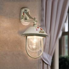 Image of Outdoor Wall Sconce Classic Ivory and Gold Lantern 1 Light FL-179