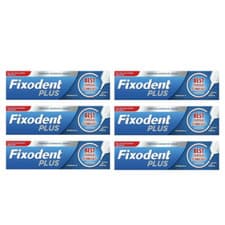 Image of 6 x Fixodent Plus Dual Premium Food Seal Denture Adhesive Cream 40g