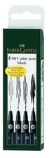 Image of 4x Black Faber Castell Pitt Artist Technical Drawing Pens Assorted Sizes S F M B