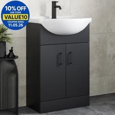 Image of Freestanding Vanity Unit with Basin Bathroom Sink Furniture 560mm Alpine Black