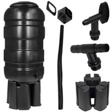 Image of 100L Slimline Garden Water Butt with Stand & Tap, Lid, Rainwater Diverter Kit