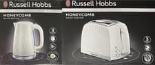 Image of Russell Hobbs HONEYCOMB 2 Slice Toaster & 1.7L Electric Jug Kettle Set WHITE New