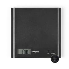 Image of Salter Digital Kitchen Scales ARC Compact & Precise LCD Weighing Scale 3kg Black