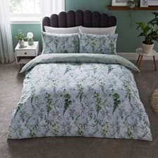 Image of (New) Silentnight Double Bed Duvet Cover + 2 Pillowcases Set Wisteria Pattern