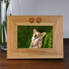 Image of Personalised Wooden 6x4 Landscape Paw Prints Frame Custom Engraved Gift Pets