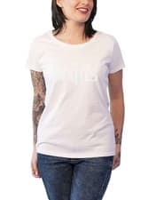 Image of The Beatles T Shirt Drop T Hi-Build Logo Official Womens New White Skinny Fit