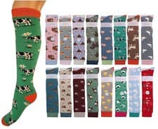 Image of 2 Pairs Ladies Knee High Fully Cushioned Cotton Long Wellington Boot Welly Socks