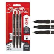 Image of S Gel Gel Pens Medium Point (0.7mm) Black Ink 3 Count