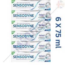 Image of Sensodyne Repair & Protect WHITENING DEEP REPAIR toothpaste. 6 X 75 ml