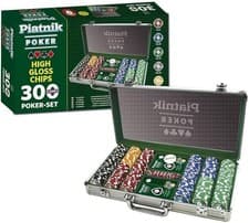 Image of 300 Piece Poker Chip Set Aluminium Case Cards Dice Casino Set Carry Case Piatnik