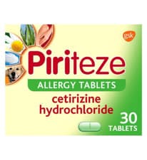 Image of Piriteze Antihistamine Allergy Relief Tablets - Hayfever Relief  Pack of 30