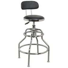 Image of Sealey Workshop Stool Pneumatic Adjustable Height Swivel Seat & Back Rest