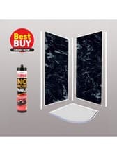 Image of Black Marble 1m x 2.4m x 10mm, Easy to Install Bathroom panels 2 sided Kit