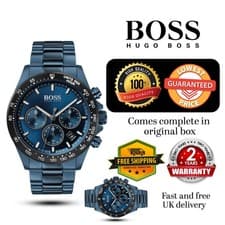 Image of New Hugo Boss HB1513758 Hero Sport Lux Mens' Blue Stainless Chronograph Watch