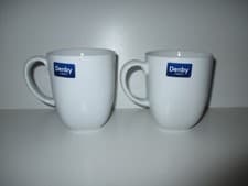 Image of Denby White Squares 2 x  Mugs New First Quality Excellent Condition
