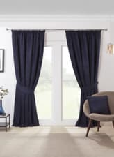 Image of Pair of Curtains Sundour Austin Blackout Lined Tape Top Curtains Navy 90" x 90"