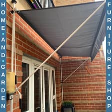 Image of Manual Awning Rectangular Aluminium Frame Retractable Shade with Handle Grey