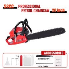 Image of 20inch Petrol Chainsaw 52cc 2-Stroke Chain Saw for Wood Cutting Garden Farm Home