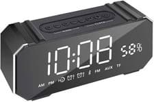 Image of Black Alarm Clock Radio FM Bluetooth USB Speaker LED Display Snooze Timer