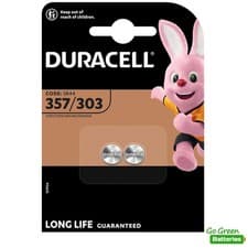 Image of Duracell 357/303 Watch Battery 1.5V Silver Oxide D357H D357/303 V303 SR44 2 Pack