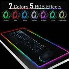 Image of Large RGB Colorful LED Lighting Gaming Mouse Pad Mat 800*300mm for PC Laptop UK