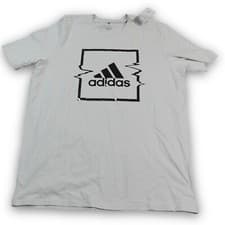 Image of Adidas Shirt Men's Extra Large Bone Beige Silver Foil BOS Graphic t-shirt Logo