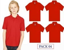 Image of PACK 4 BOYS GIRLS PLAIN POLO SHIRTS UNISEX KIDS SCHOOL T-SHIRT UNIFORM SUMMER PE