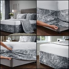 Image of Crushed Velvet Divan Bed Base Wrap Cover Soft Elegant Fitted Double King Size