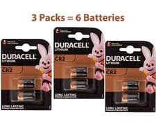 Image of 6 X Duracell CR2 3V Lithium Photo Battery DLCR2 ELCR2 CR15H270 Expiry date 2034