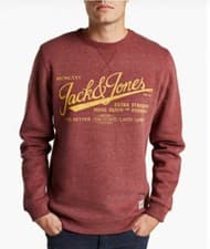 Image of Jack and Jones Crane Crew Knit Sweat Top Men's Size 2XL Sweatshirt Red Port